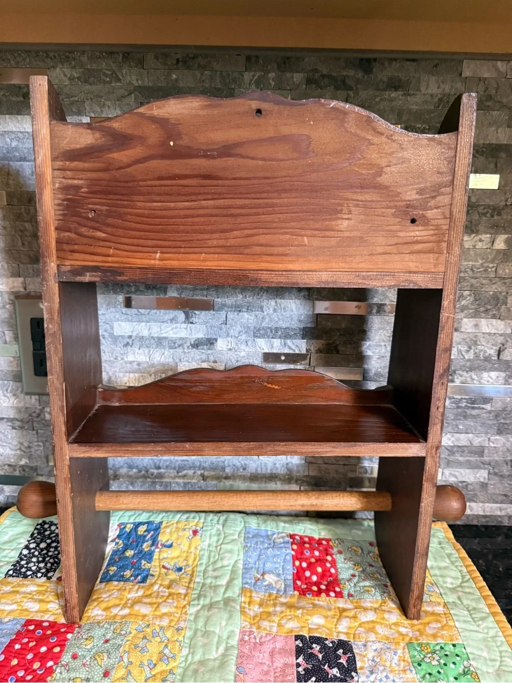 Wooden Brown Wall Display Shelf Rack - Classic Home Decor